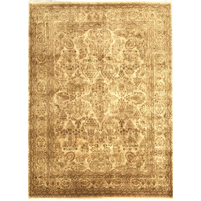 Tapis beige et beige noué à la main de haute qualité