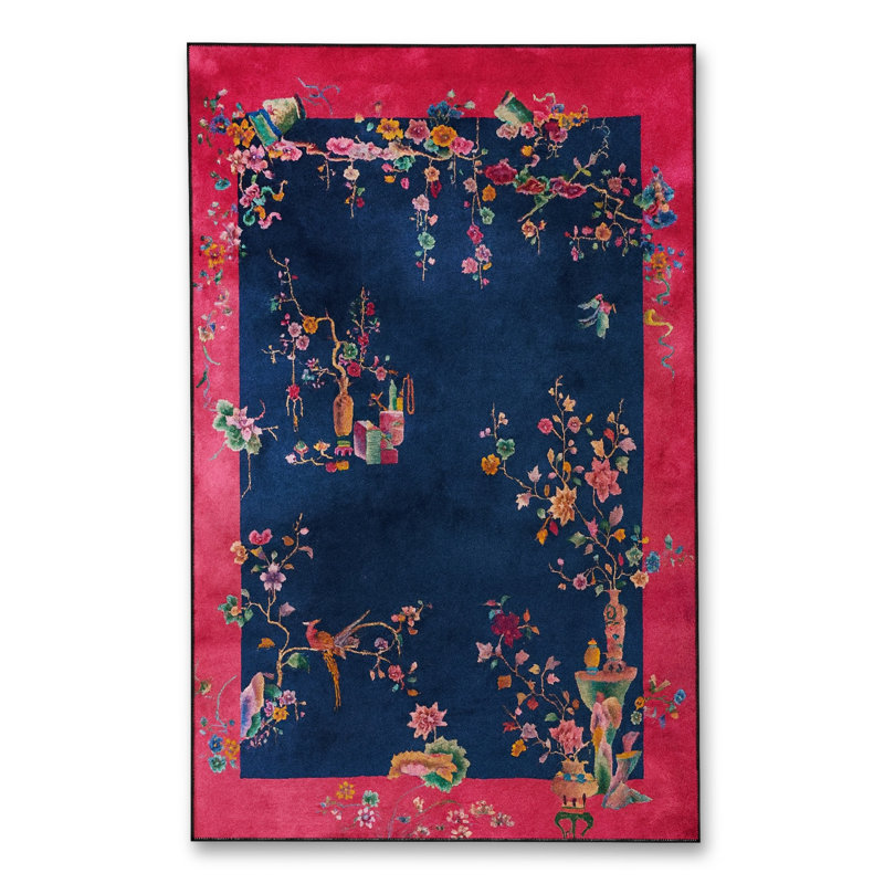 Tapis tissé à motif floral rouge Mosso, 3 pi 3 po x 6 pi 7 po