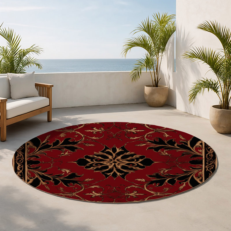 Tapis filigrane intérieur et extérieur Sunlit, Rond 5 pi