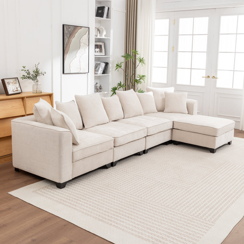 Bennett 5- Piece Sectional Sofa With Ottoman, Beige
