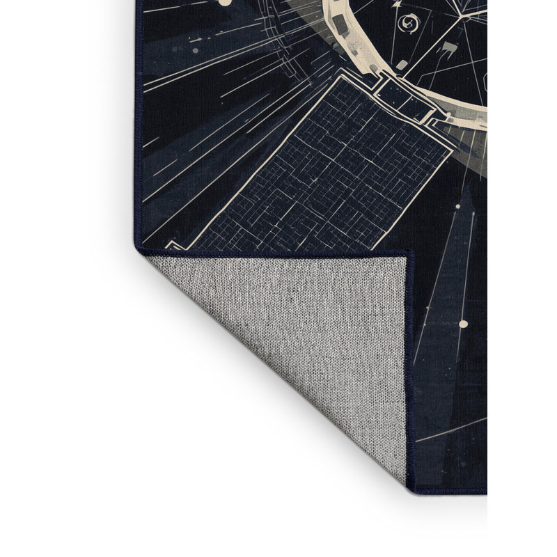 Tapis géométrique moderne et contemporain lavable à la machine Ovetta, 5 x 8