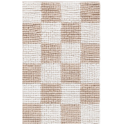 Natura 288 Flatweave Wool/Cotton Checkered Rug in Taupe/Ivory