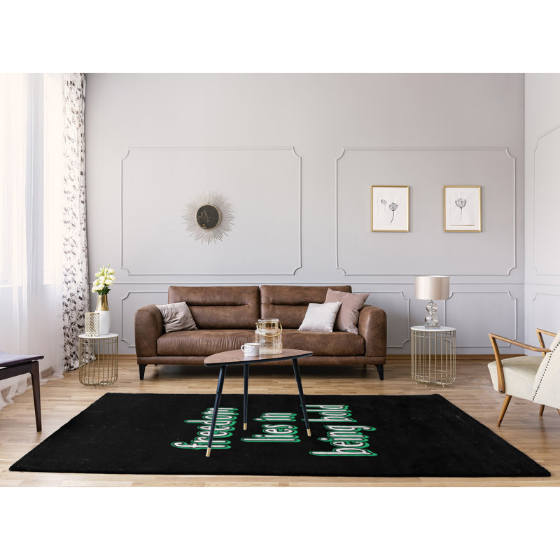 Tapis en poly-chenille style tableau noir en gras, Rectangle 5 pi x 7 pi