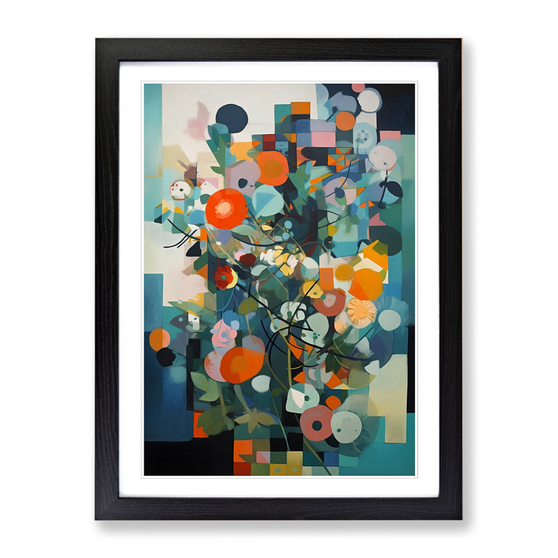 FRM-V0523-846X Flowers Bauhaus Art Vol.2 - Picture Frame Print, Black Framed, 64cm H x 46cm W