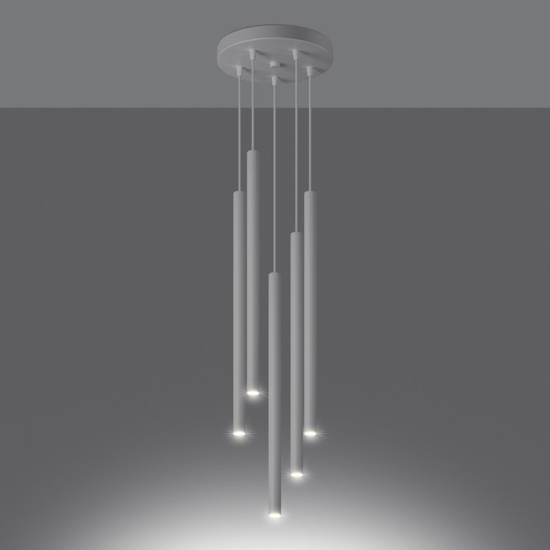 Pendant lamp Berthile 1 gold, 25x25x110 cm, White, 5 Lights