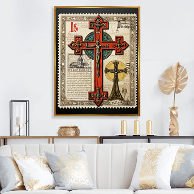 " Sacred Cross Retro Red Illustration "