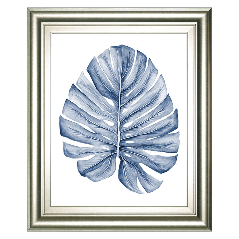 Art mural azur palmier - 22 po x 26 po - Cadre argenté Serenity
