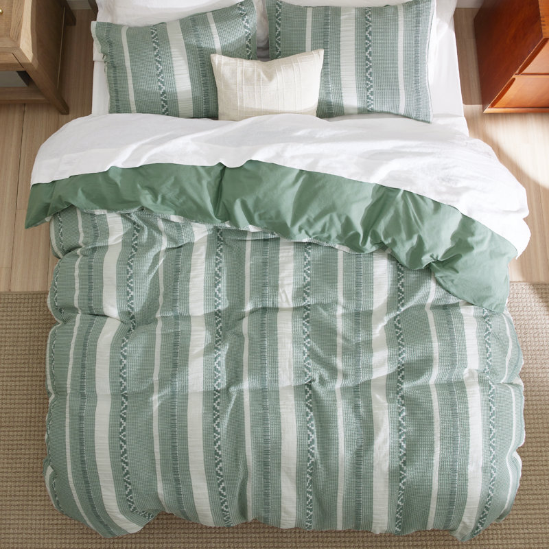 Bedsure Waffle Weave Duvet Cover Queen- 100% Cotton Boho Beding Set （Set of 3）, Queen Duvet Cover + 2 Standard Pillowcases