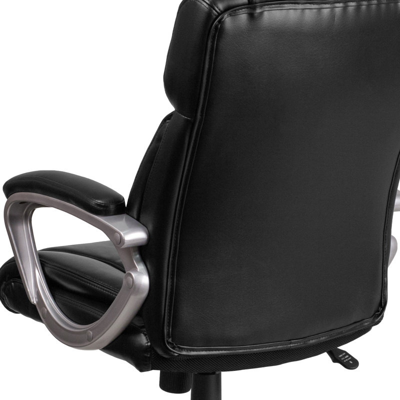 Fauteuil de direction pivotant en LeatherSoft à dossier moyen et accoudoirs rembourrés Kalman, Noir