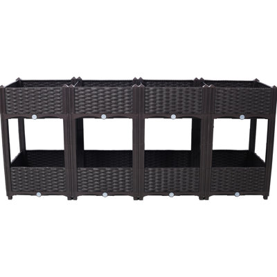 Polypropylene Raised Garden Box Outdoor: 63"X15.7"X27.7", Brown With Drainage For Veggies, Flowers, And Herbs Outdoor Standing Bed: Flower, Vegetable, Herb Gardens