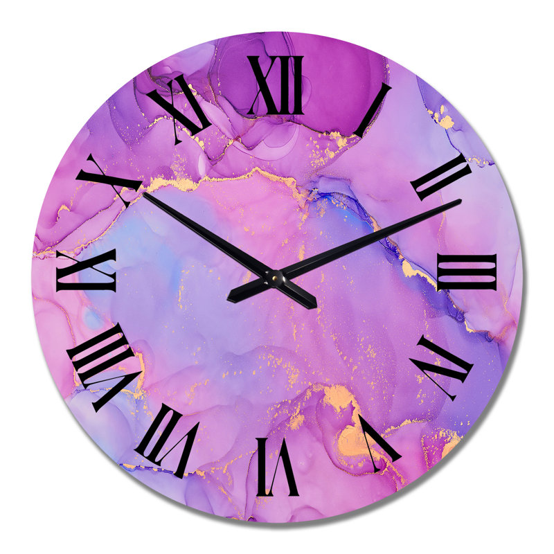 Horloge murale moderne mauve abstraite, fluide et fluide, Surdimensionné