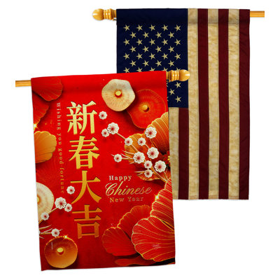 Double Sided 40'' H x 28'' W Polyester New Year's House Flag