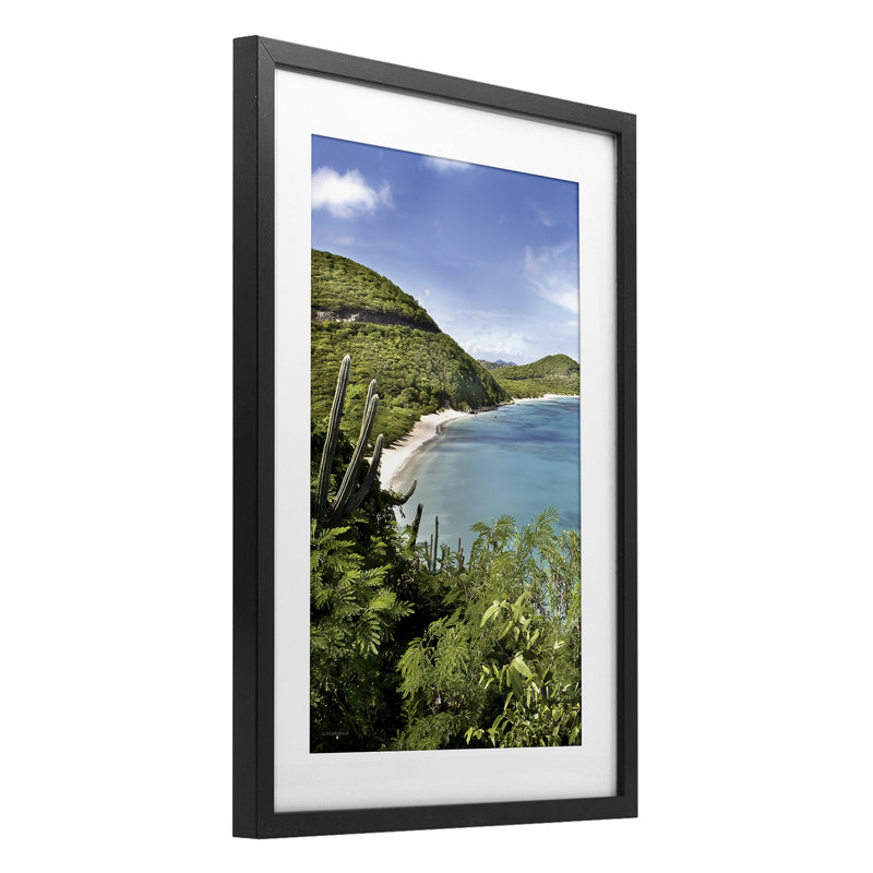 Impression sur verre sous les Caraïbes, vue de Seven Trees Design, H 23 po x l 17 po, Cadre noir minuit