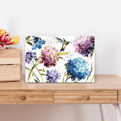 Printemps, nectar IV, oiseau, hortensia, fleur, art mural
