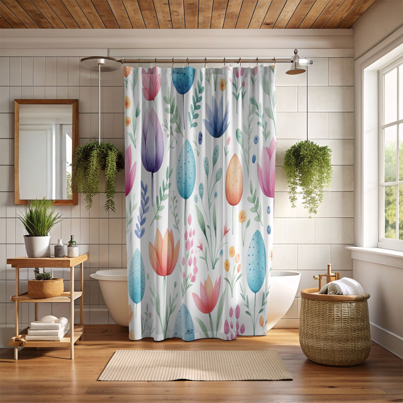 Rideau de douche standard 1 pièce Watercolor Grace, H 74 po x l 71 po