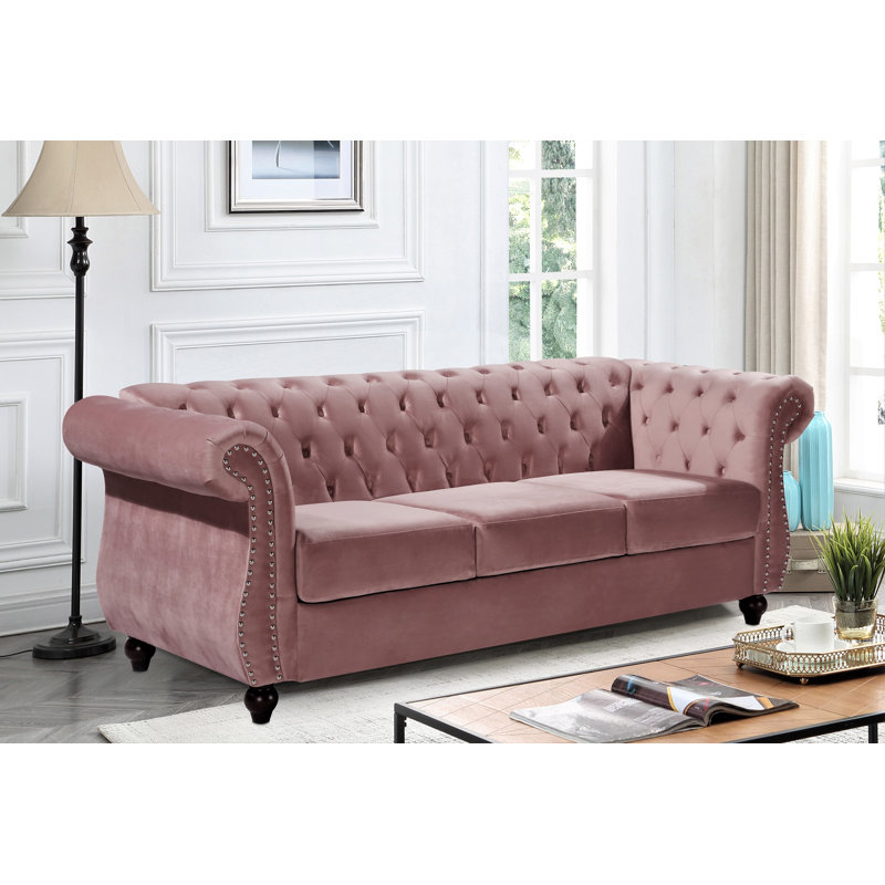 Felder 82.6'' Velvet Sofa, Rose