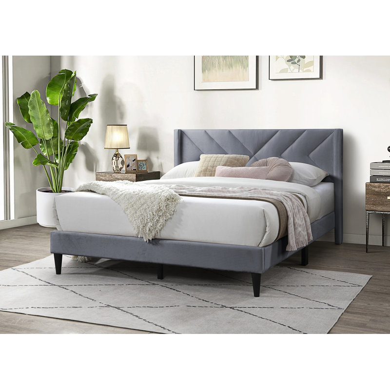 Elegant Modern Full Size Bed, Grey