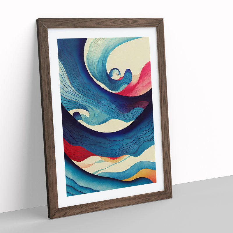 Painted Ocean Wave No.1 Abstract - Wall Art, 34cm H x 25cm W x 2cm D, Walnut