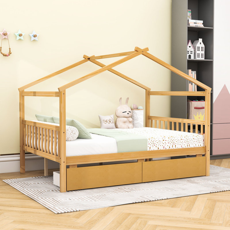 Shawsville Daybed with 2 Big Drawers, Full / Double, Natural