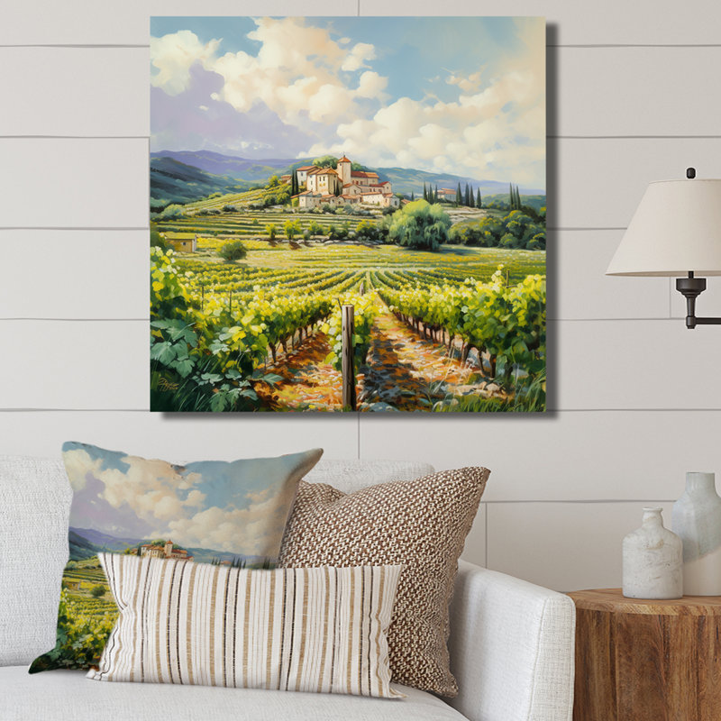 «Vineyard Charm Landscape IV - Vineyard», reproduction d'art sur toile encadrée, Toile tendue, H 44 po x l 44 po