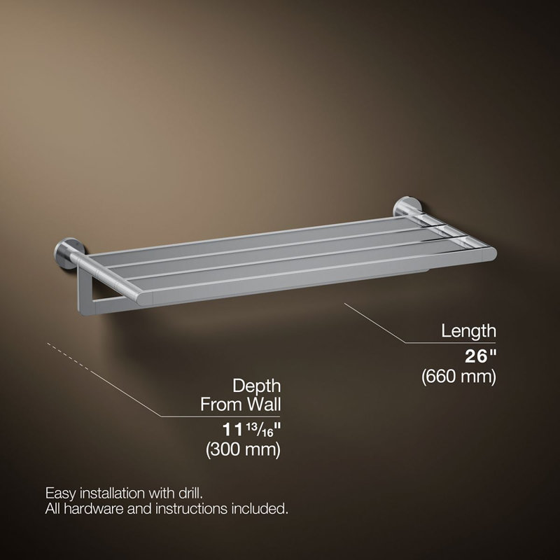 Hotelier Wall Mounted Towel Rack, Silver