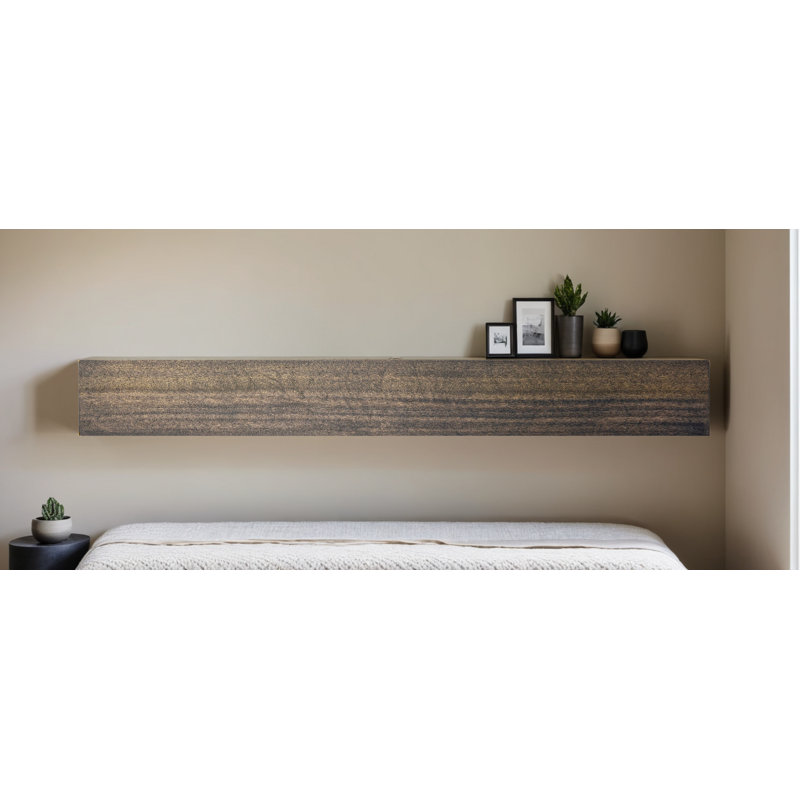 Rayne Poplar Floating Shelves, Dark Brown Wood, 6'' H X 69'' W X 7'' D
