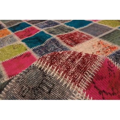 Rosenblum One-of-a-Kind 5'10" x 7'10" 2010s Rectangle Wool Area Rug in Green and Pink