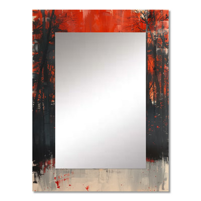 Red Black Autumn Campus College Hall Building - Buildings Decorative Wall Mirror, Industrial Mirror, Printed Metal Art