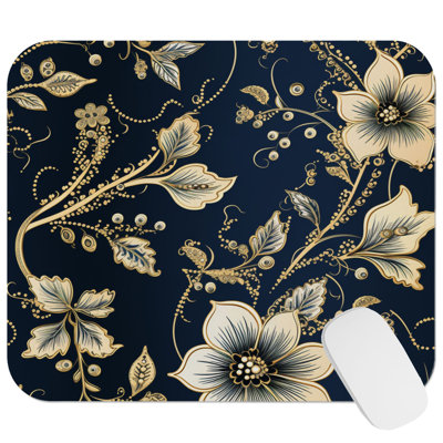 Floral Henna Flowers I Modern Gaming Cute Office Laptop Desk Pad Gift Mat Square Rectangle Non-Slip Mousepad