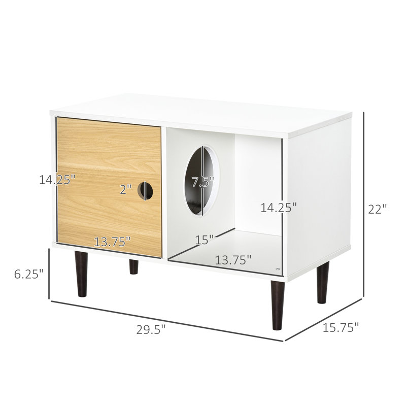 White Indoor Elevated Cat Constructed By P2 Particleboard And Pinewood, Having A Comfortable Cushion, Big Door Vent, Keeping Away From Moist Home In White, Made Using Grade Pinewood Legs, Providing