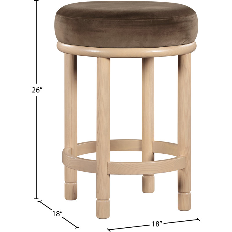 Tabouret de comptoir en velours Monette, Velours brun, Brun