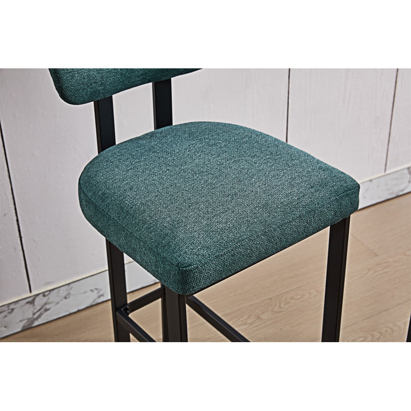 Ensemble de 2 tabourets de bar rembourrés à hauteur de comptoir, Vert antique