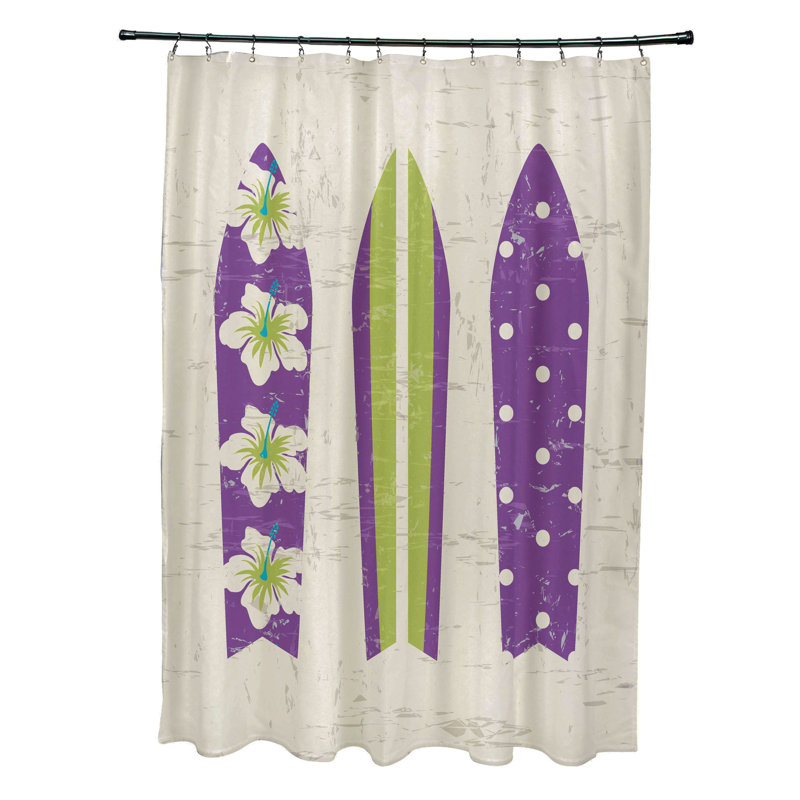 Rideau de douche simple Almeida, Mauve, vert