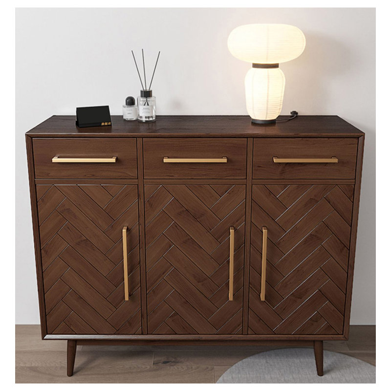 Armoire à chaussures en bois massif Nordic Herringbone Parquet, H 43,31 po x l 47,24 po x P 15,75 po