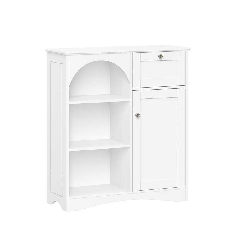 Armoire de plancher à 1 porte et 1 tiroir avec tablettes ouvertes Bristol - Blanc