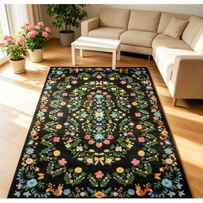 Tapis rétro taupe lavable pour l'intérieur