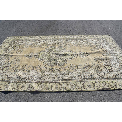 Tapis rétro, grand tapis 5,3 x 9,7 pi, tapis géométriques beiges, tapis turc, tapis marocains, tapis en laine
