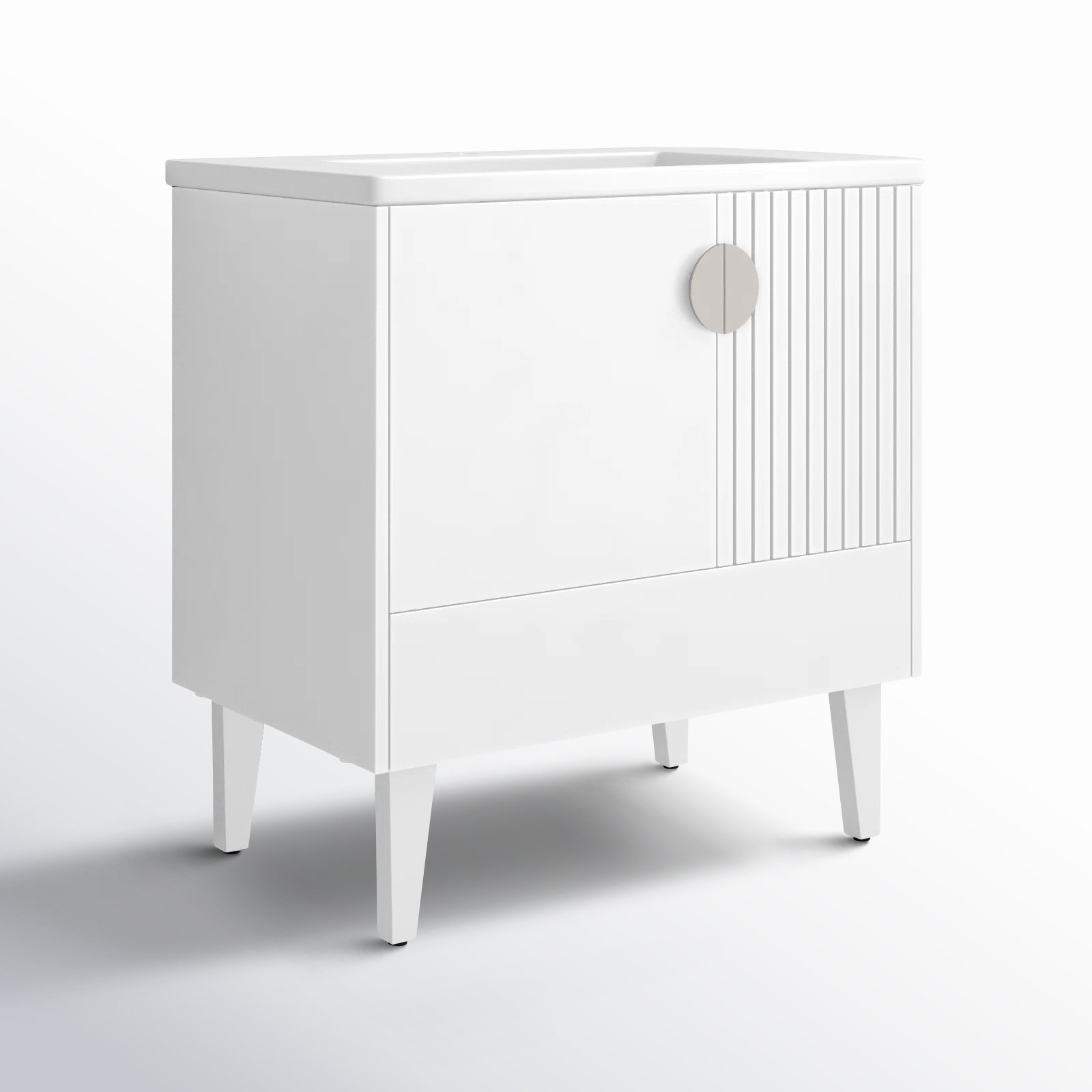 Saimah 30'' Single Bathroom Vanity, White Matte, Satin Nickel