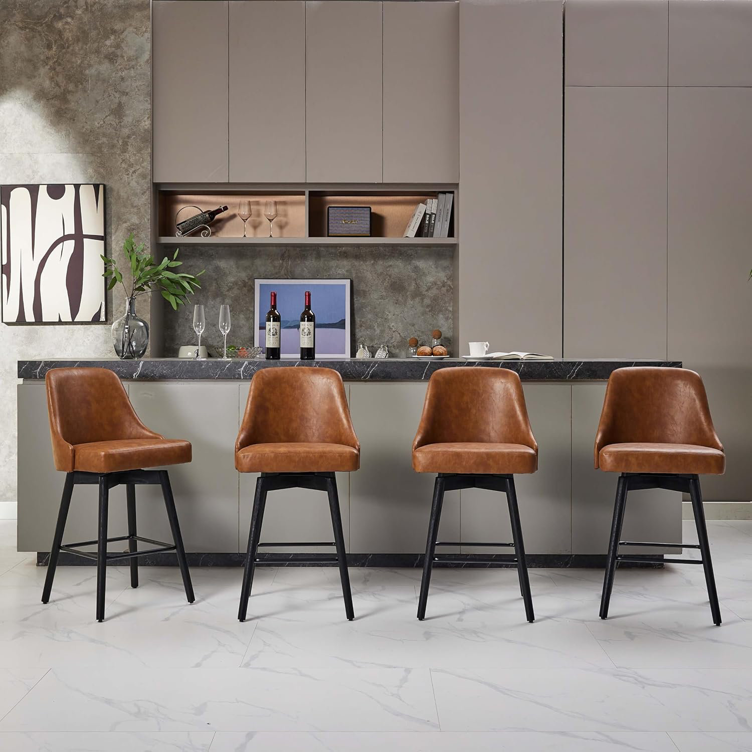 17 Stories 26" Counter Height Barstools, Modern Swivel Bar Stools Set ...