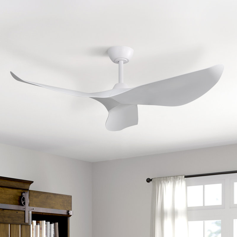 Kemp 52" 3 -ABS-Blade Propeller Modern Ceiling Fans no Light and with Remote Control, White