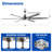 72" Aluminum 6-Blade Large LED Windmill Ceiling Fan With Remote Control