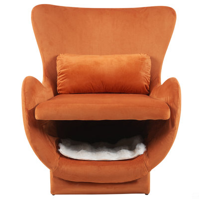 Pet Friendly Modern Velvet Lounge Chair with Ergonomic Design and Cozy Pet Nook for Living Room or Office