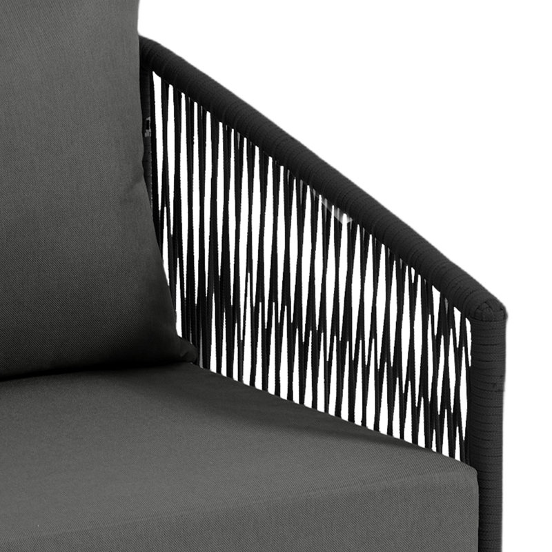 Ensemble de chaises de patio pivotantes avec coussins et table de bout Lenno, Gris, Noir