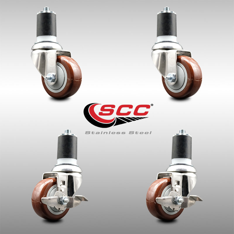 Ensemble de roulettes extensibles 3 pi 3 po en acier inoxydable 316-3