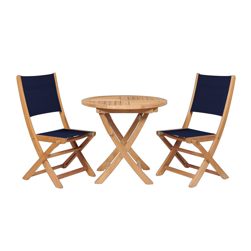 Stella Teak 3 Piece Bistro Set, Blue