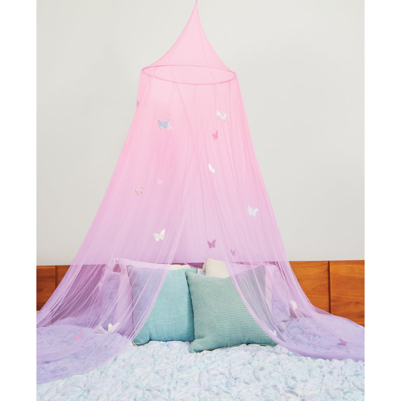Pink and Purple Butterfly Ombre Kids Bed Canopy
