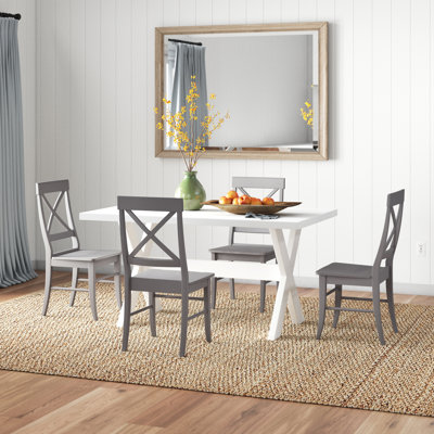 Rivy 4 - Person Solid Wood Top Trestle Base Dining Set