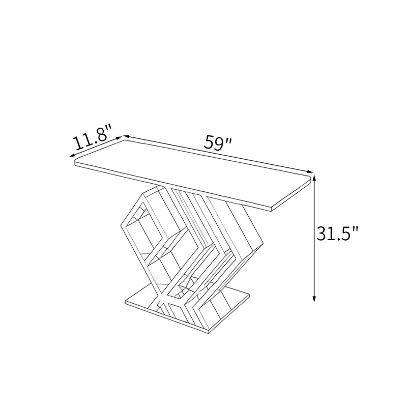 Console moderne en pierre frittée minimaliste., Blanc, H 31,5 po x l 59 po x P 11,8 po