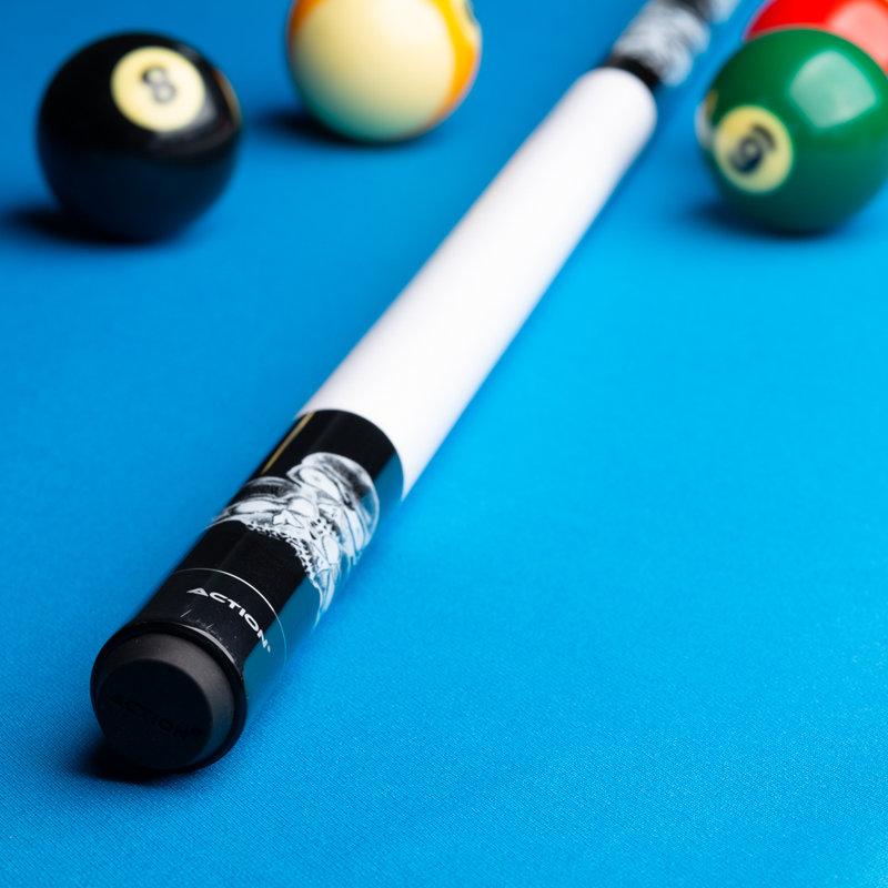 Black and White Skull Graphic Hard Maple Pool Cue