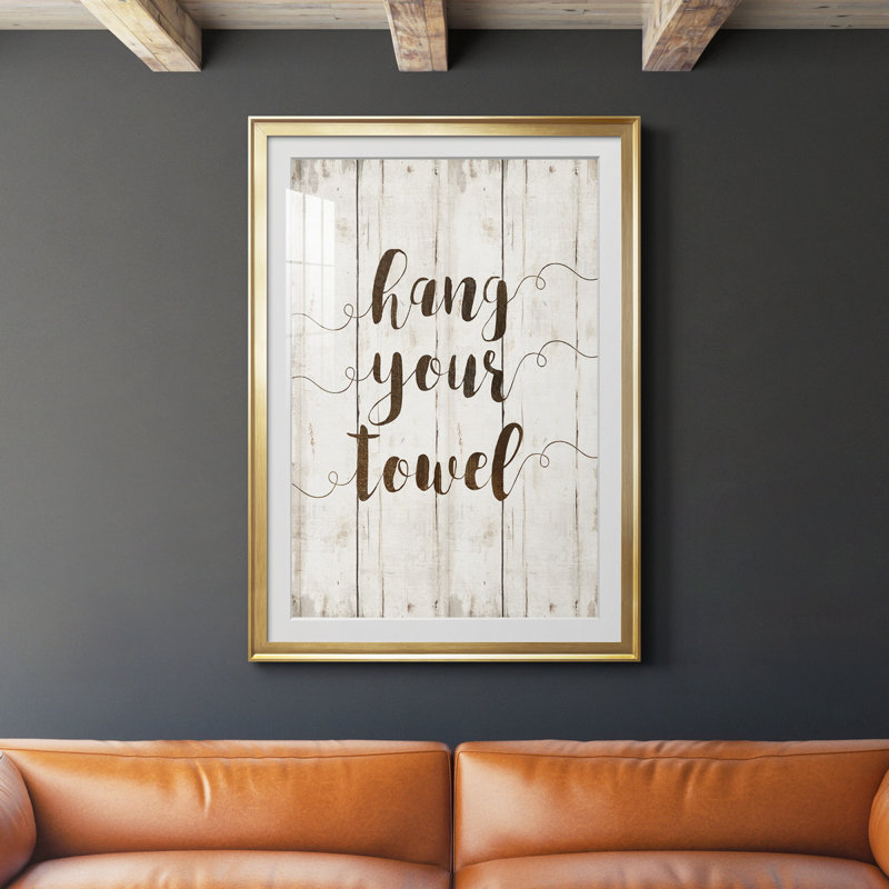 Suspendez votre serviette - cadre photo, impression d'art textuel sur papier, Or, H 26,5 po x l 36,5 po x P 1,5 po